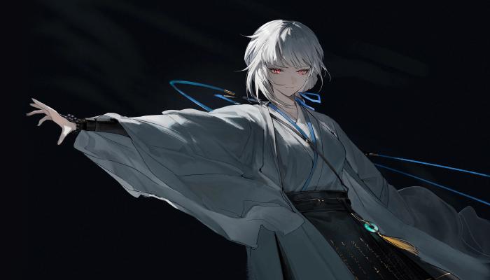 电脑壁纸 动漫 白衣古风女子 红色眼睛 黑色背景 4K壁纸 电脑桌面 高清壁纸 壁纸下载 壁纸大全